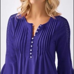 Large 3/4 sleeve purple top